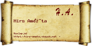 Hirs Amáta névjegykártya